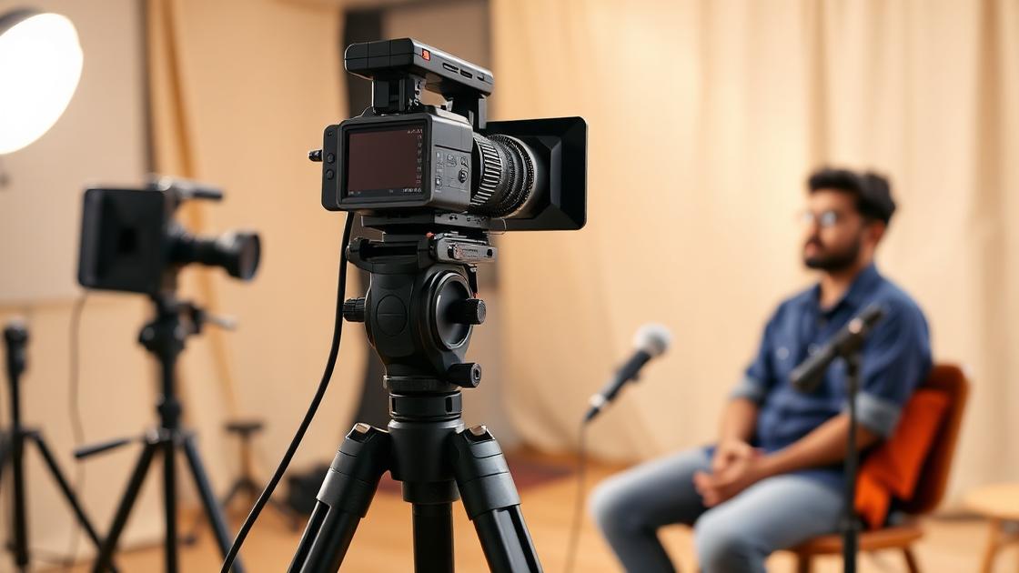 Behind-the-scenes of a video interview shoot